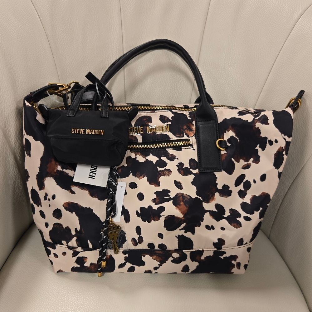 NEW Steve Madden Cow Print Tote Handbag